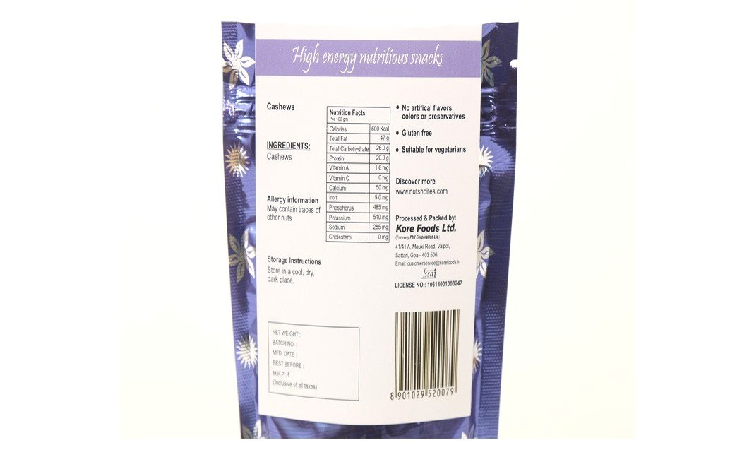 Nuts4U Plain Cashews    Pack  200 grams